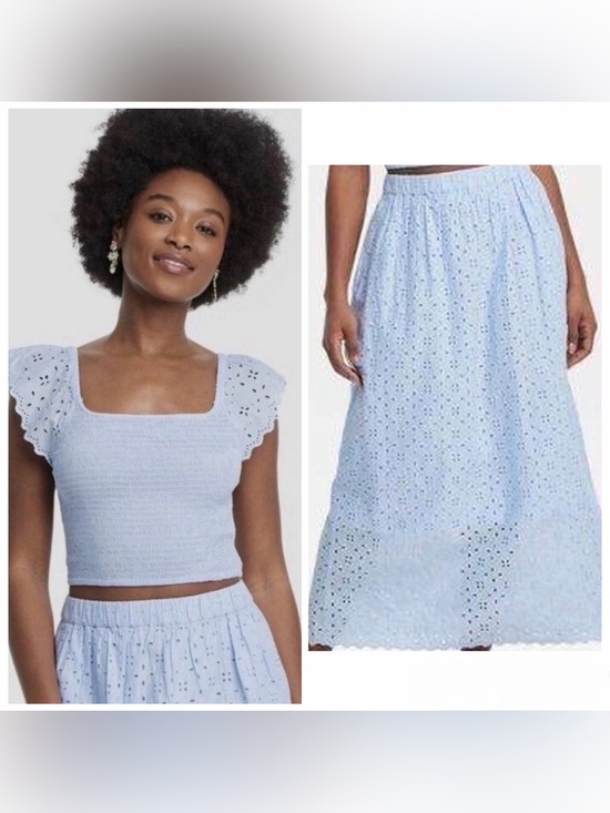 Universal Thread Dresses & Skirts - Universal Thread, Lilac Eyelet Crop Top and Matching Maxi Skirt, M